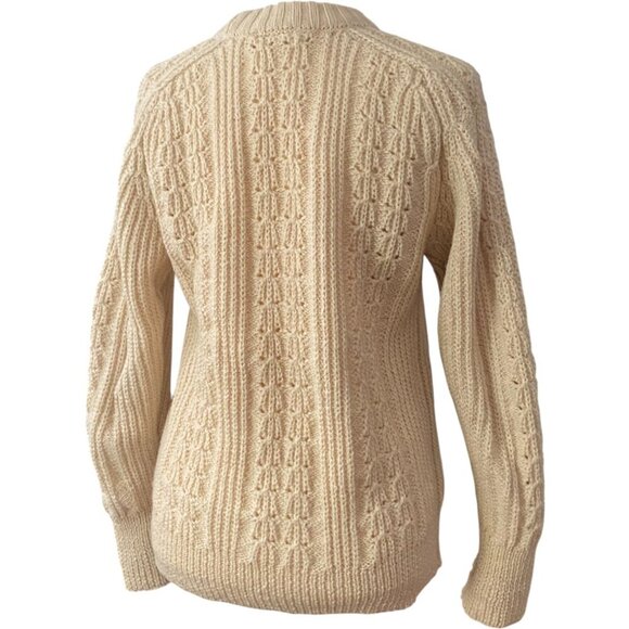 Vintage Hand-Framed Wool Fisherman Sweater Cable Thick Chunky Knit Size M - Picture 3 of 7